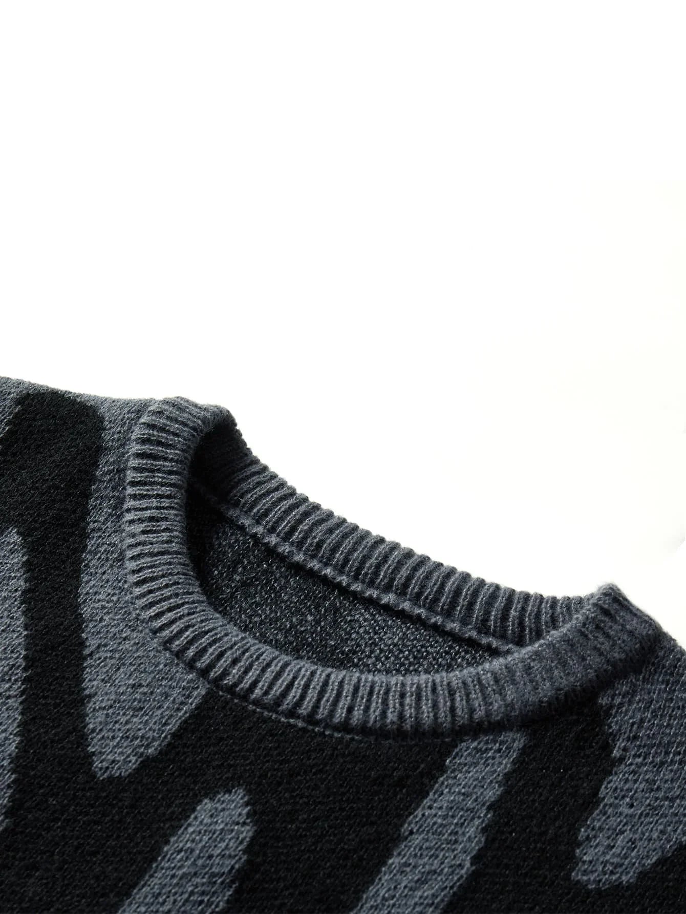 Contrast Jacquard Knit Pullover